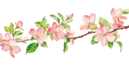 White cherry blossom on transparent background