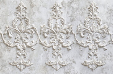 An intricate white floral relief with swirling details, adding sophistication and elegance. Great for design projects, high-end decor concepts, and architectural renderings.

