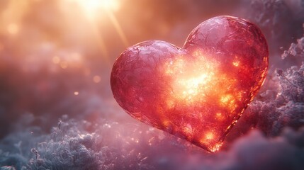 Obraz premium Radiant Crystal Heart In Sparkling Winter Snow