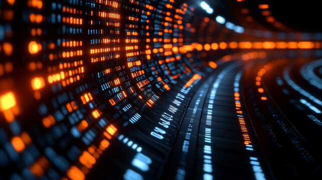 data technology, with a funnel symbolizing the flow and processing of vast data into actionable insights, empty blank space reflecting chaos