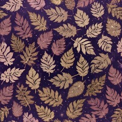 Shiny leaf patterns with glitter overlays 