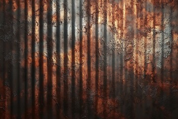 Artistic representation of an old and rusty zinc sheet wall, capturing the vintage style and corrosion pattern of metal in a retro concept,


