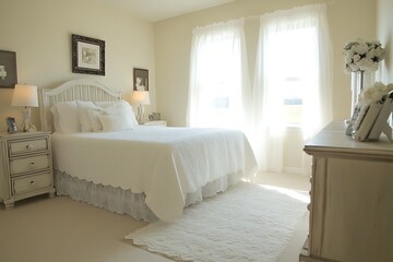 Elegant and Peaceful White Bedroom Interior Design