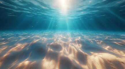 Underwater Ocean - Blue Abyss With Sunlight - Diving And Scuba Background,


