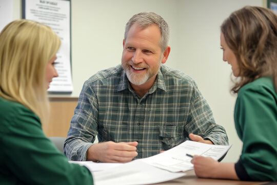 Professional Collaborating with Colleagues in a Meeting, Highlighting Teamwork and Communication in a Modern Office Environment