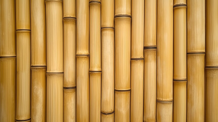 Naklejka premium Seamless Pattern of Bamboo Planks Arranged Tightly with Linear Grain Textures, Warm Golden Hues, and a Smooth Natural Appearance