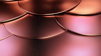 A close-up view of a beautiful rose gold circular textured surface, blending elegance and luxury with a radiant glow. Ideal for decorative design.