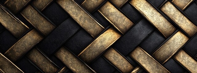 Abstract black and gold herringbone pattern background Modern luxury geometric wallpaper design with golden lines for wall decoration,


