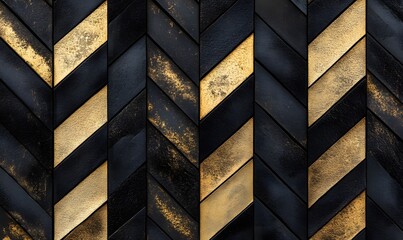 Abstract black and gold herringbone pattern background Modern luxury geometric wallpaper design with golden lines for wall decoration,



