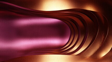 An artistic composition showcasing vibrant curves in shades of pink and bronze, creating a luxurious and radiant effect.