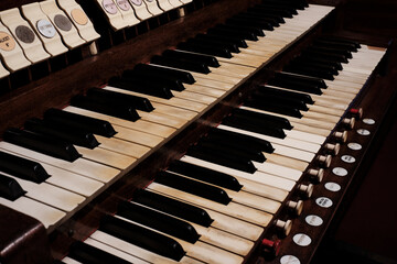 Keyboard of the old pipe organ