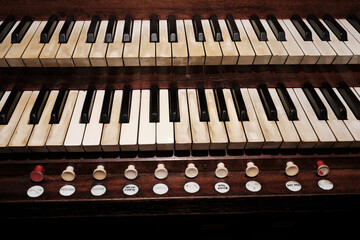 Keyboard of the old pipe organ