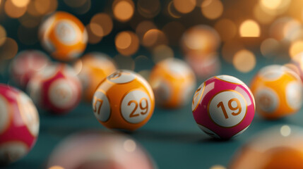 Bright and colorful lottery balls float against an abstract background, representing the thrill of the Lotto game and chance.