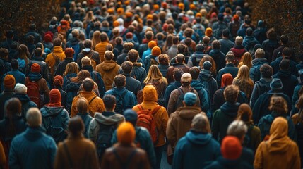 A large crowd of people walking together outdoors
