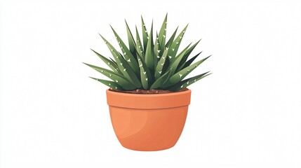 Obraz premium Stylish Vector Houseplant with Spiked Thorn in Flower Pot