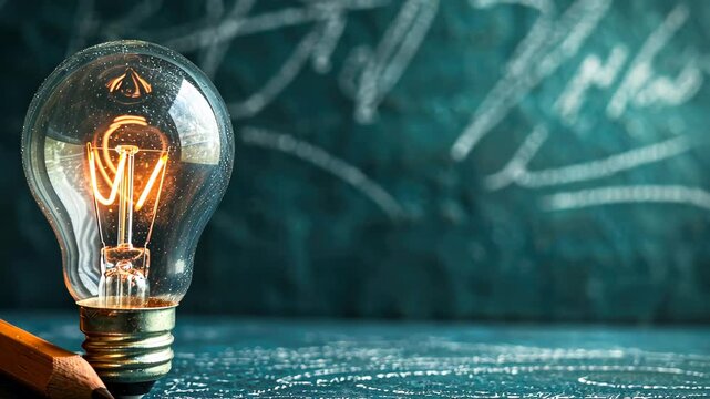 A creative concept of drawing and writing with a lightbulb attached to a pencil, Ai Generated