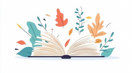 Educational Open Book with Turning Pages for Reading and Publication