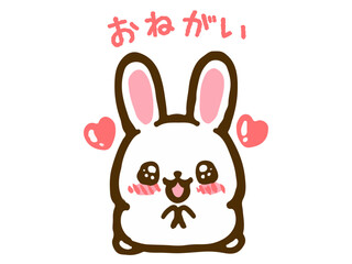 おねだりするうさぎの落書き風イラスト素材
