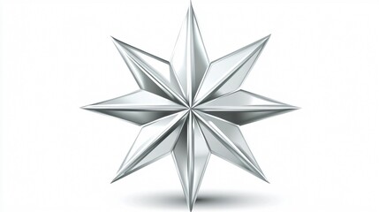 Obraz premium Shiny Silver Eight-Pointed Star Illustration on Wide Background