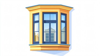 Obraz premium Wide Angle Bay Window Vector Icon with Centered Composition