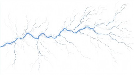 Blue Lightning Effect on Transparent Background Wide Angle
