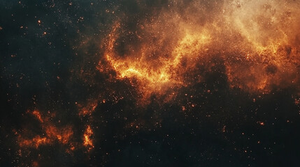 Fototapeta premium Black and dark storm clouds with golden light at sunset creating an epic sky panorama symbolizing chaos and hope contrasting forces in nature a minimalistic modern aesthetic with blurred blank caption