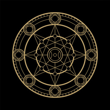mysterious golden magical circle logo abstract