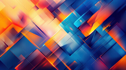 Fototapeta premium Bold abstract background featuring geometric shapes in electric blue and bright orange with a glossy finish, perfect for modern design projects