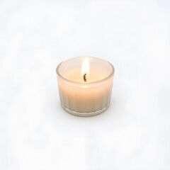A minimalist candle in a glass holder, perfect for spa, relaxation, or meditative themes. Generative AI
