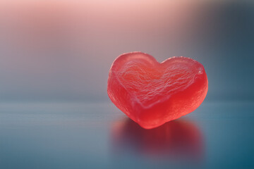 Fototapeta premium Red Heart-Shaped Object on Teal Surface