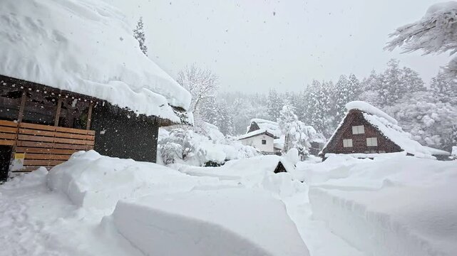 【雪スローモーション】雪降る白川郷【岐阜県】