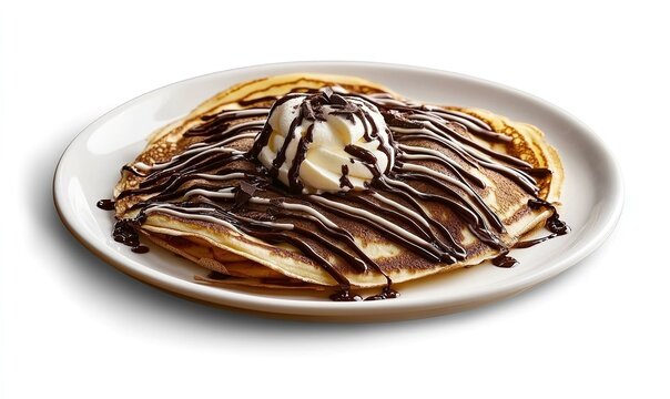 cr&ecirc;pes p&acirc;te &agrave; tartiner chocolat noisette et chantilly dans une assiette - isol&eacute; sur fond transparent