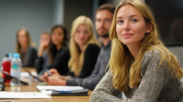 Digital marketing professionals meet to discuss strategies and projects, emphasizing collaboration in content creation