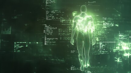 Fototapeta premium Digital Humanoid Body Scan Data Visualization