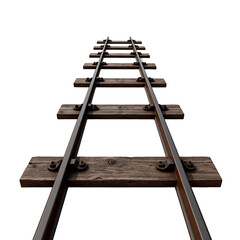 Single train track segment on white background