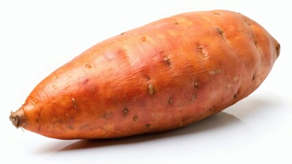 Single sweet potato on a white background  