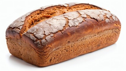 Loaf of rye bread on a white background  