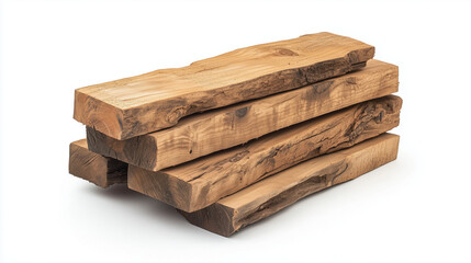Stack of lumber isolated on white Background