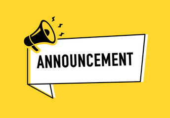 Megaphone with announcement speech bubble. Loudspeaker. Banner for business, marketing and advertising. Vector illustration