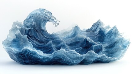 Fototapeta premium Dynamic Ocean Wave with Cascading Water and Blue Tones