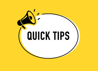 Megaphone with quick tips speech bubble. Loudspeaker. Banner for business, marketing and advertising. Vector illustration