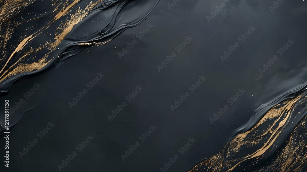 Poster Black and gold abstract painting creating dynamic texture