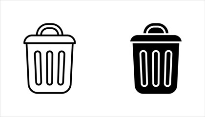 Trash can line icon set, vector illustration on a white background.
