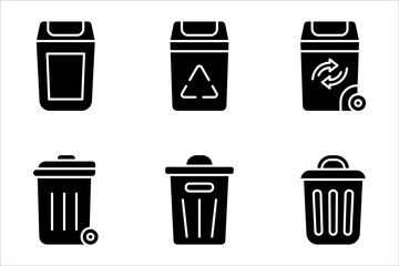 Trash can line icon set, vector illustration on a white background.