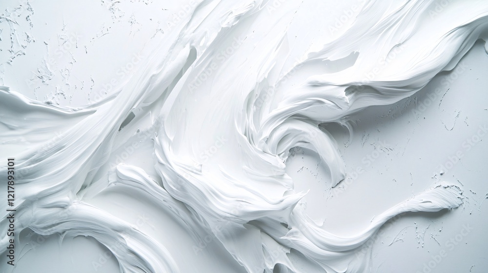 Aufkleber white creamy texture swirling on white textured background forming an abstract pattern