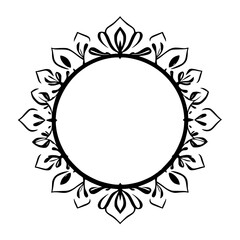Circular Mandala Frame: Elegant Floral Border Design. Perfect for logos, invitations, and more.  A versatile vector graphic resource.