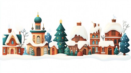 Fototapeta premium Christmas Festival Cut Out Elements Wide Angle Centered