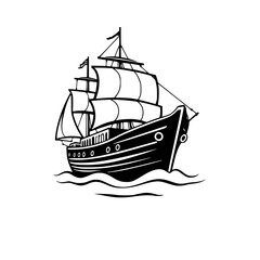 Vintage Sailing Ship: A Nautical Vector Illustration.  Perfect for travel, adventure, and maritime themes.  Explore the high seas with this classic design.