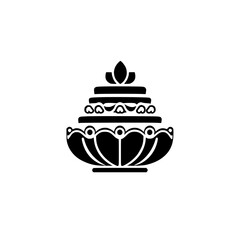 Tibetan Buddhist Mandala Offering Bowl: A Sacred Symbol of Peace and Enlightenment.  Vector graphic design, perfect for spiritual art, meditation, and cultural illustrations.