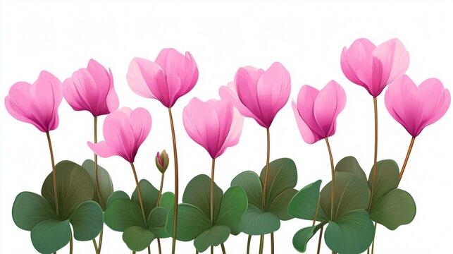 Beautiful Cyclamen Flowers Illustration for Background Design